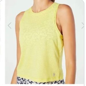 NWT Ellie “Celandine”  workout tank top, yellow mesh, women’s size medium